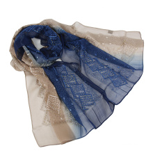 Шелковый шарф с вышивкой из двух цветов, с блестками